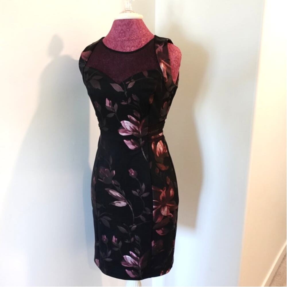 ALEX B BLACK COCKTAIL /  Dark Floral Dress / size 6